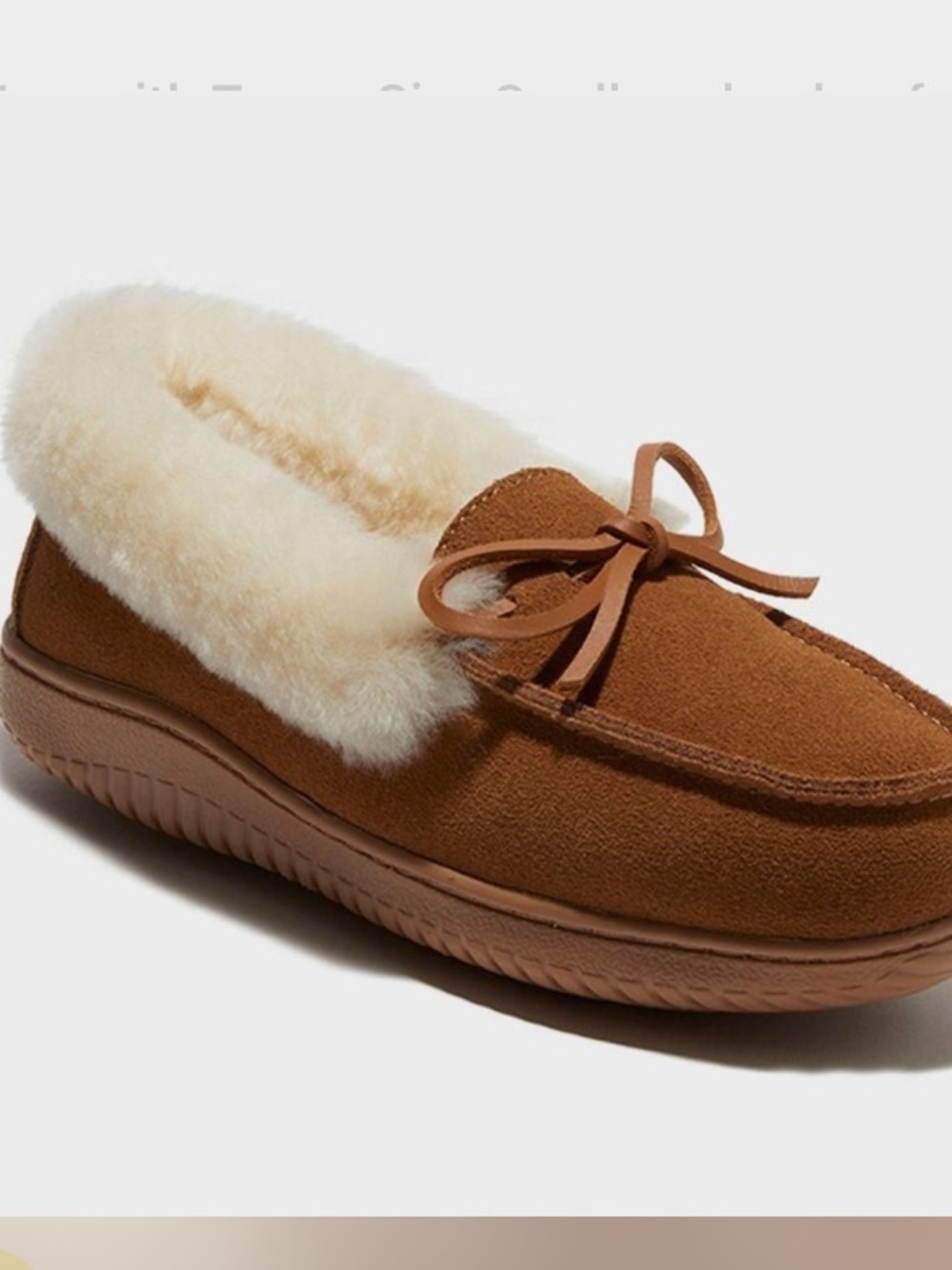 NWT Dearfoams Women’s Brown Shearling-Lined Slip-On Moccasin.